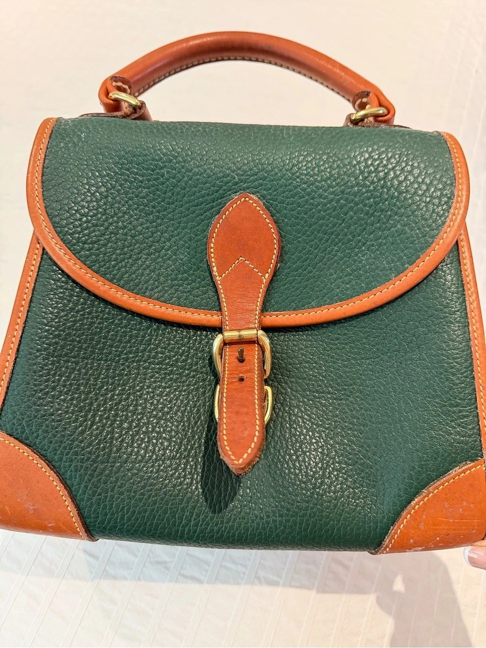 Dooney & Bourke Vintage All Weather Leather Buckle Flap Top Handle Satchel